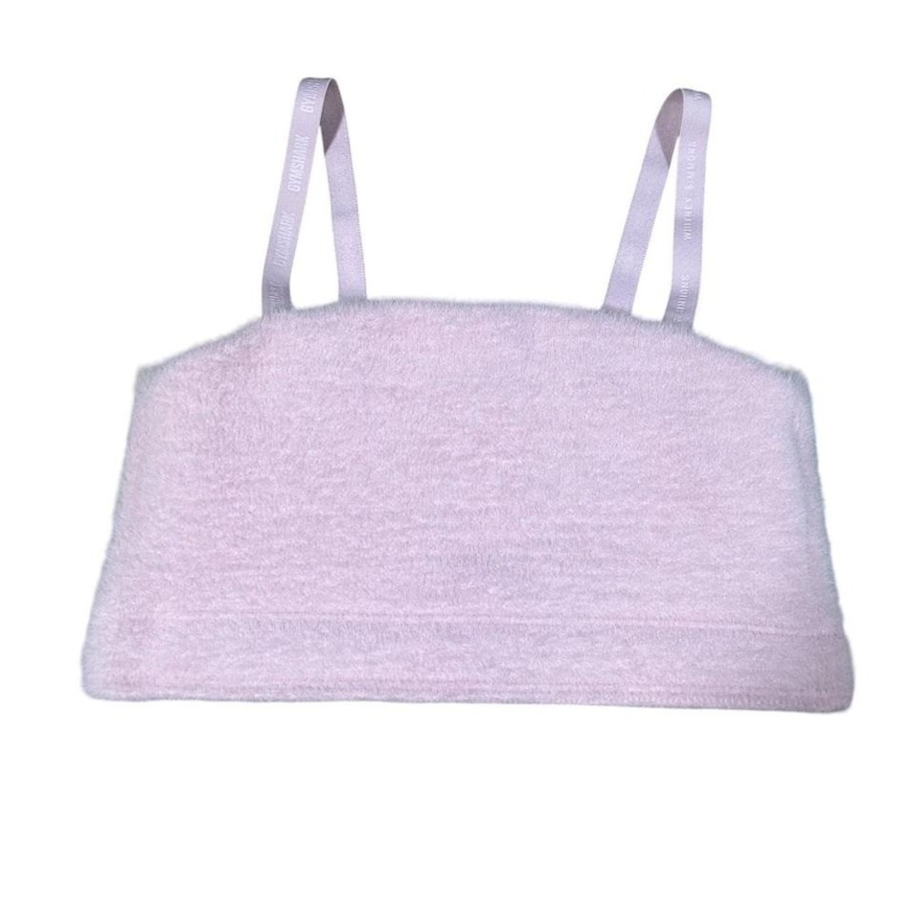 Small Gymshark x Whitney Simmons Collab Pink Fuzzy Crop Top Limited Edition